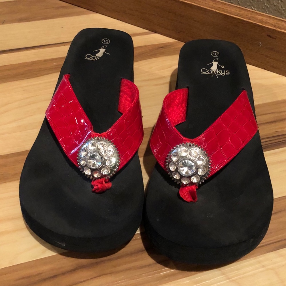 Red/Black Bling Sandals